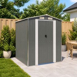 Grey Garden Shed Dimensions 192x191x223 cm, Galvanised Steel