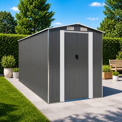 Garden Shed Dimensions 192x440x223cm in Grey Steel
