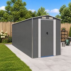 Garden Shed Grey Steel Storage 192x523x223 cm – Specs Inside
