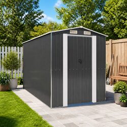 Garden Shed Anthracite Outdoor Storage Tool Equipment Galvanised Steel
