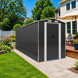 Garden Shed Anthracite Galvanised Steel Outdoor Storage 192x523x223cm Tool House
