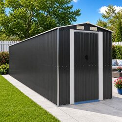 Garden Storage Shed - Dimensions 192x855x223 cm, Galvanised Steel