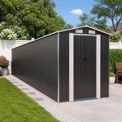 192x102x223cm Anthracite Garden Shed - Galvanised Steel