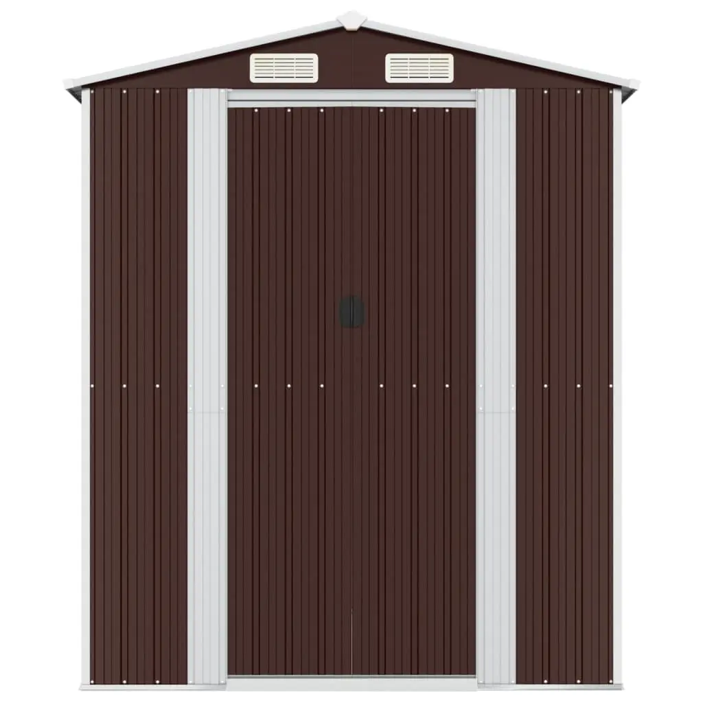 Garden Shed Outdoor Storage Tool House Dark Brown Galvanised Steel 192 x 274 x 223 cm
