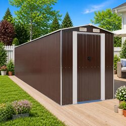 Specifications of a Dark Brown Galvanised Steel Garden Shed