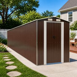 Specifications of Dark Brown Galvanised Steel Garden Shed