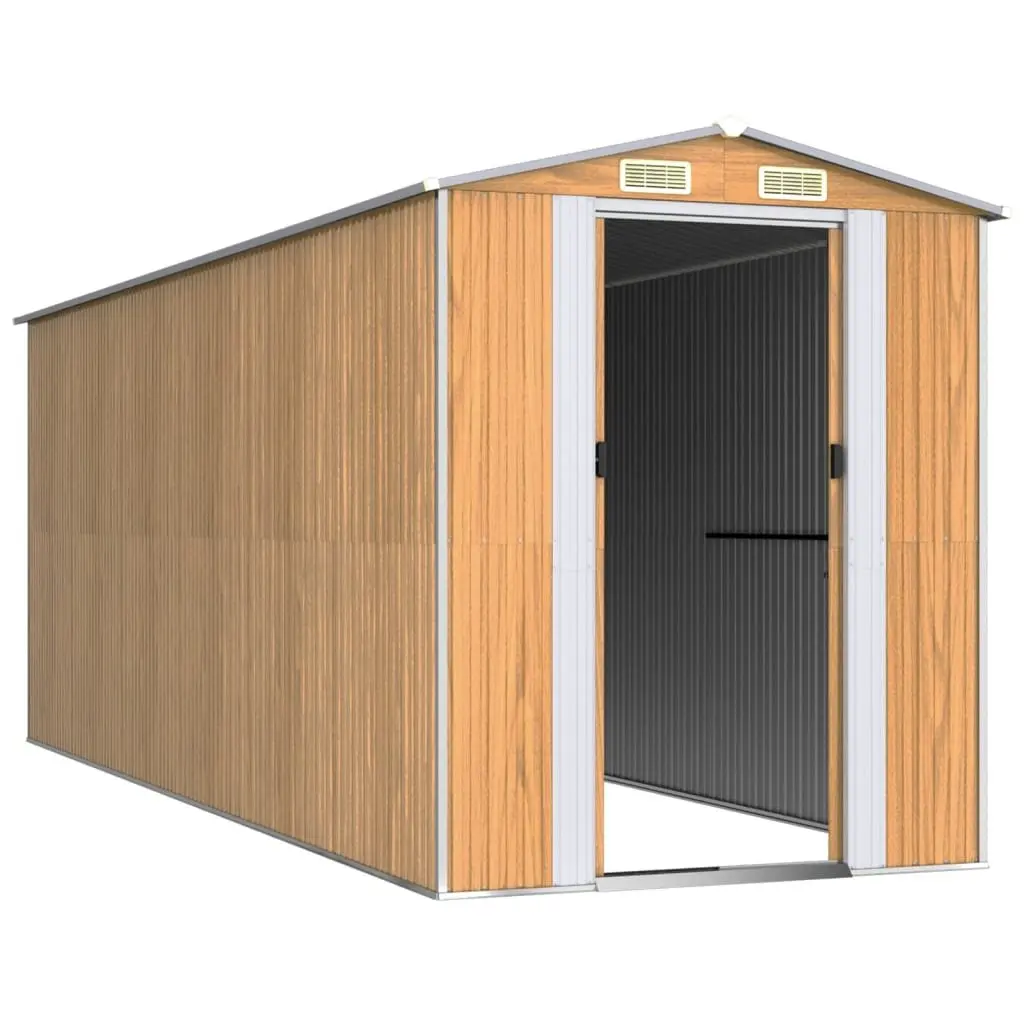 Garden Shed Brown Outdoor Storage House Galvanised Steel Tool Equipment
