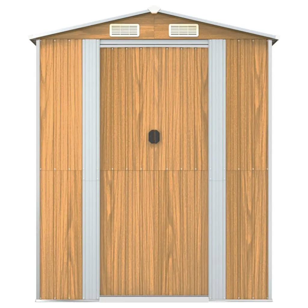 Garden Shed Outdoor Storage Light Brown Steel Tool House 192 x 606 x 223 cm