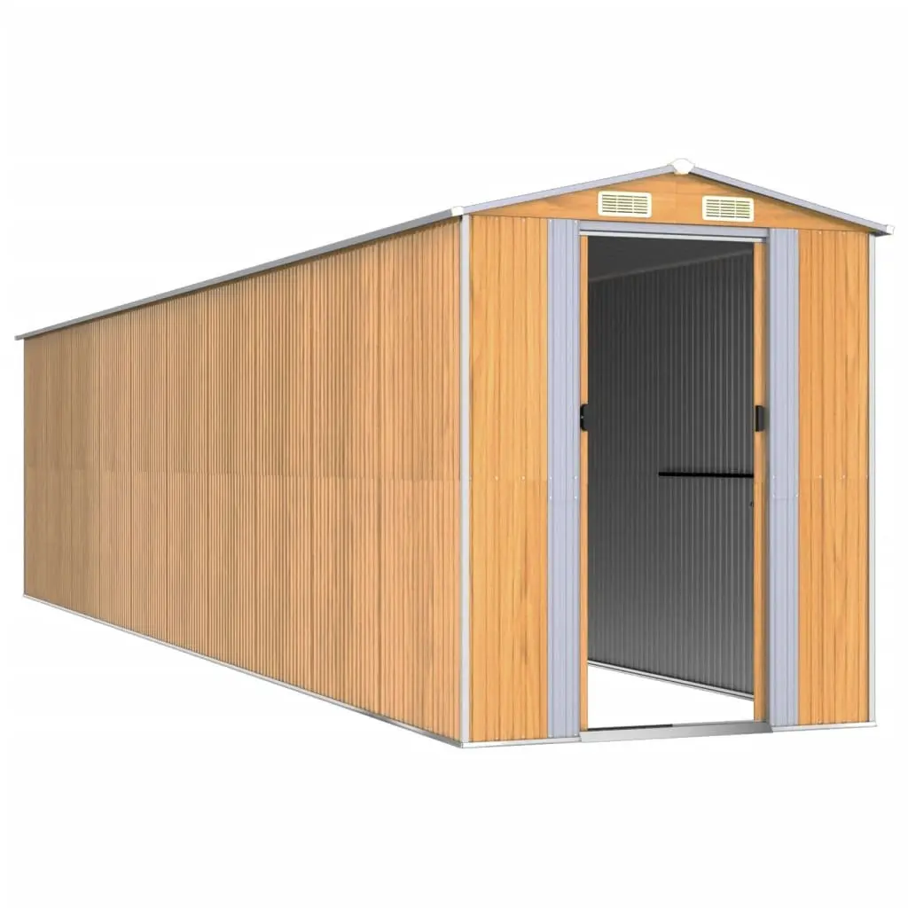 Garden Shed Outdoor Storage Tool House Brown Galvanised Steel 192L x 223H x 855W cm