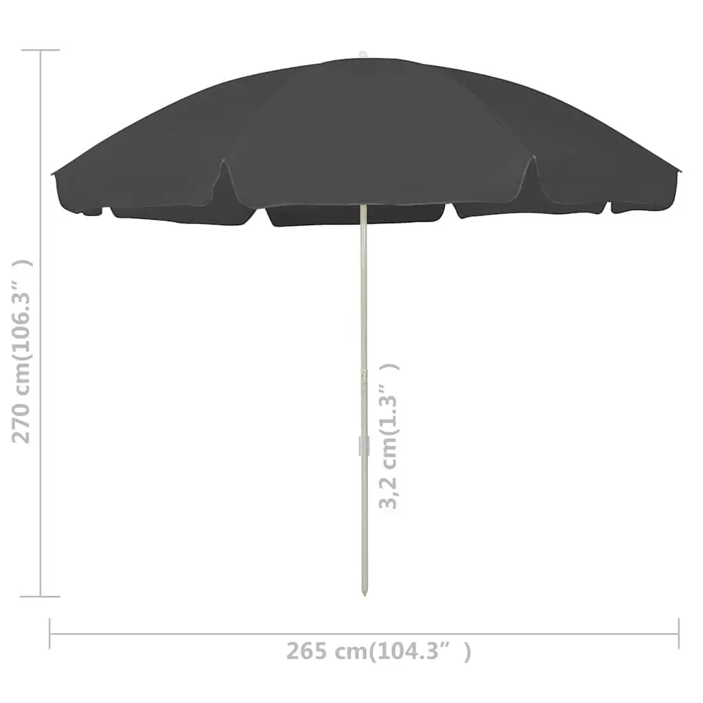 300cm Anthracite Beach Parasol with Tilt Function