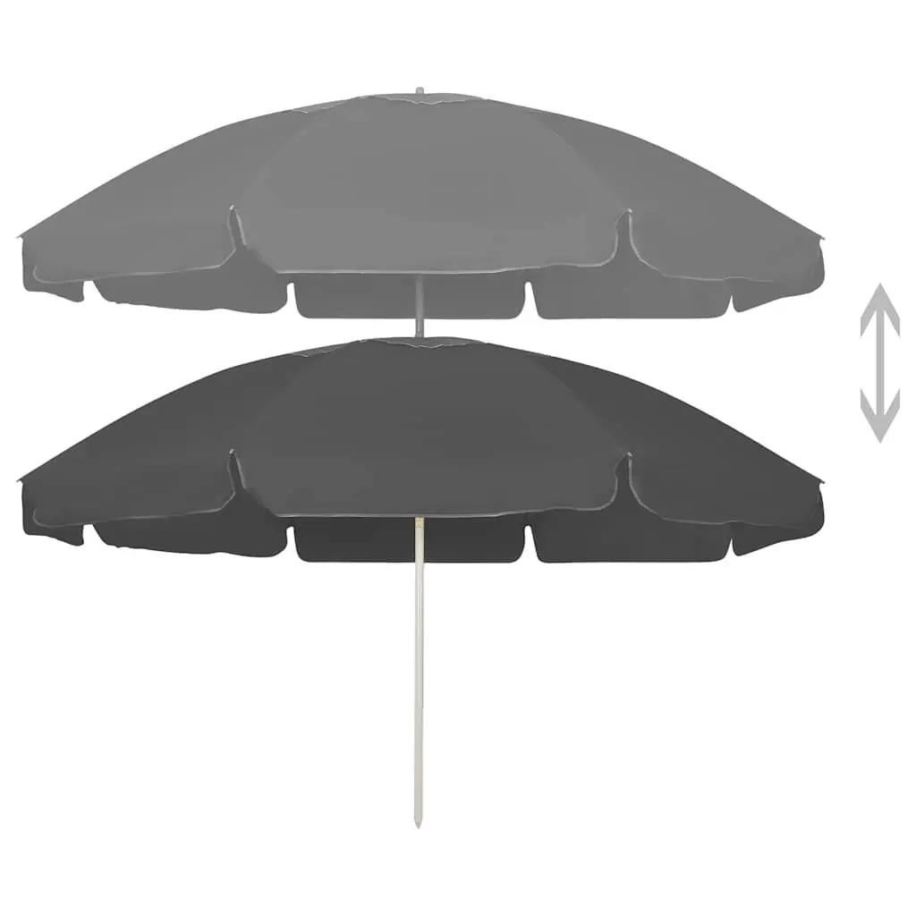 Beach Parasol Anthracite 240cm Outdoor Sun Shade Umbrella Tilt Vent Garden Patio