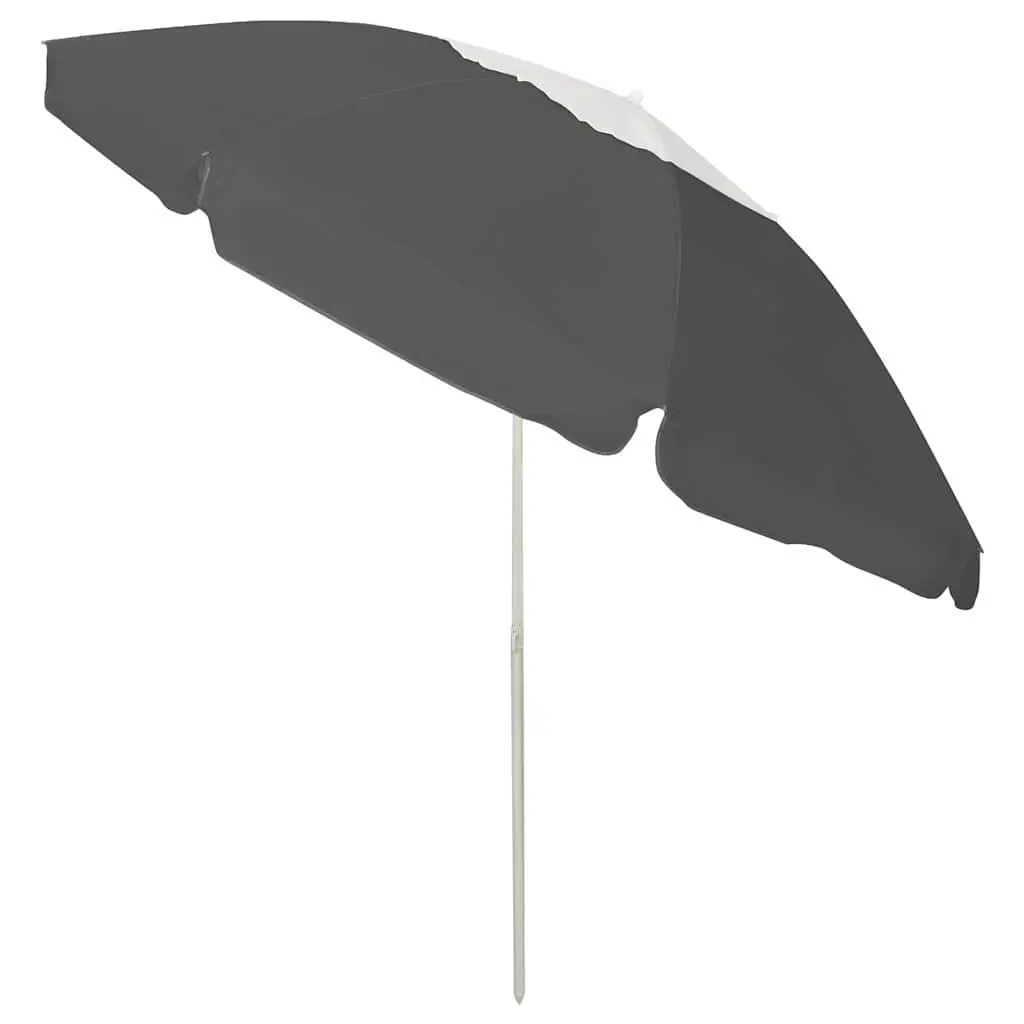 Beach Parasol Anthracite 240cm Outdoor Sun Shade Umbrella Tilt Vent Garden Patio