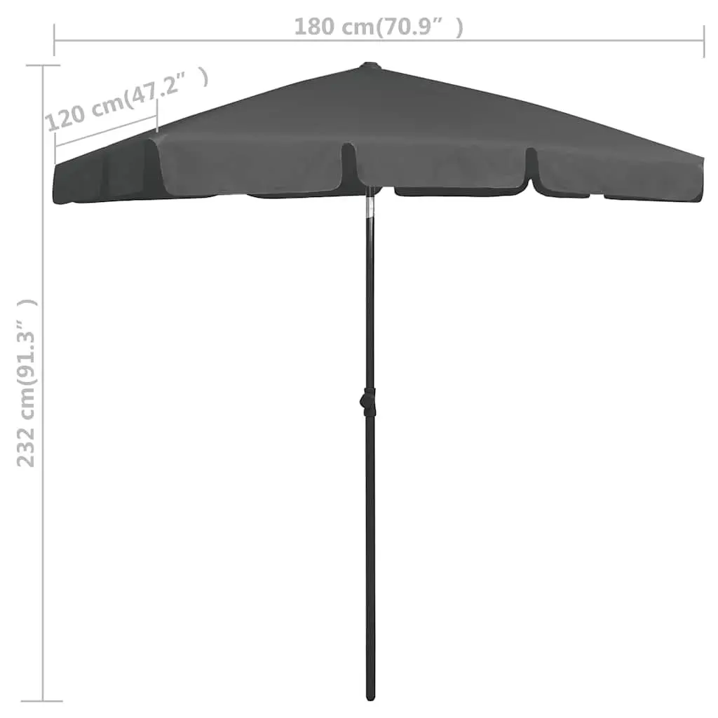 Beach Parasol 180x120cm with UV Protection and Tilt Function