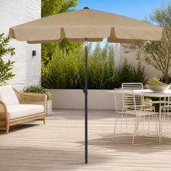 Beach Parasol with UV Protection, 180 x 120 cm, Taupe