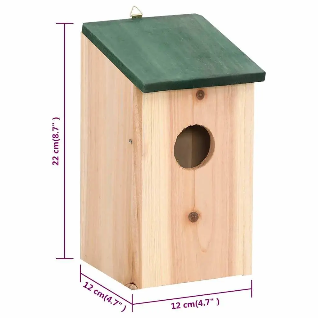 Wooden Bird Houses for Garden 12 x 12 x 22 cm 10 Piece Outdoor Wildlife Shelter