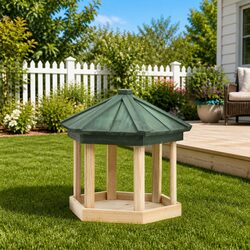 Bird Feeder Octagon Hanging Wooden Garden Outdoor Birdfeeder Weather-Resistant
