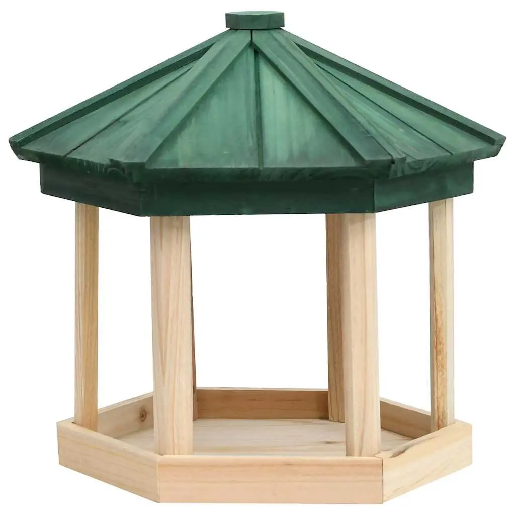 Bird Feeder Outdoor Octagonal Wooden Garden 33 x 30 cm