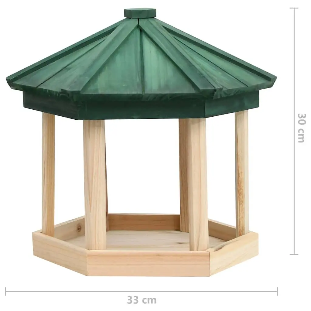 Bird Feeder Outdoor Octagonal Wooden Garden 33 x 30 cm