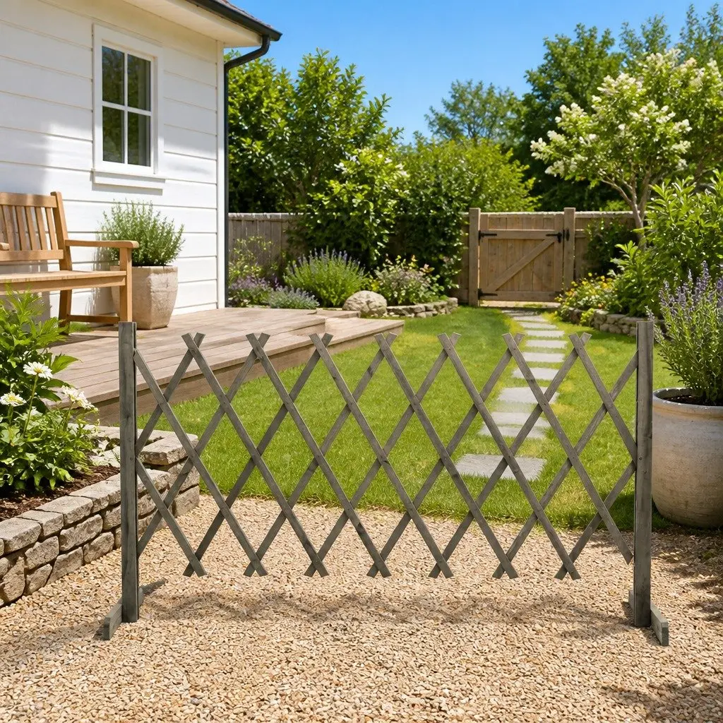 Garden Trellis Fence Panel Outdoor 150x80 cm Grey Expandable