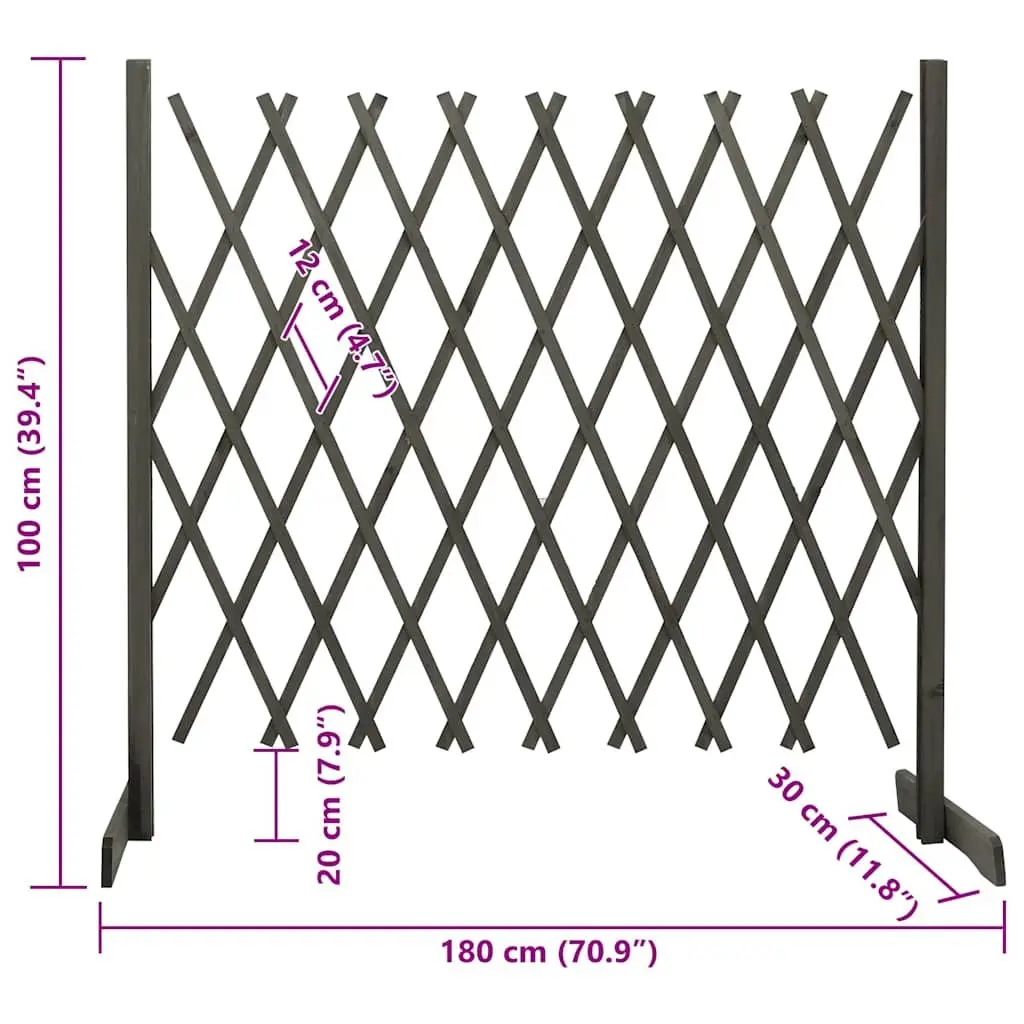 Garden Trellis Fence Panel Outdoor Climbing Plant Support Grey 180x100 cm