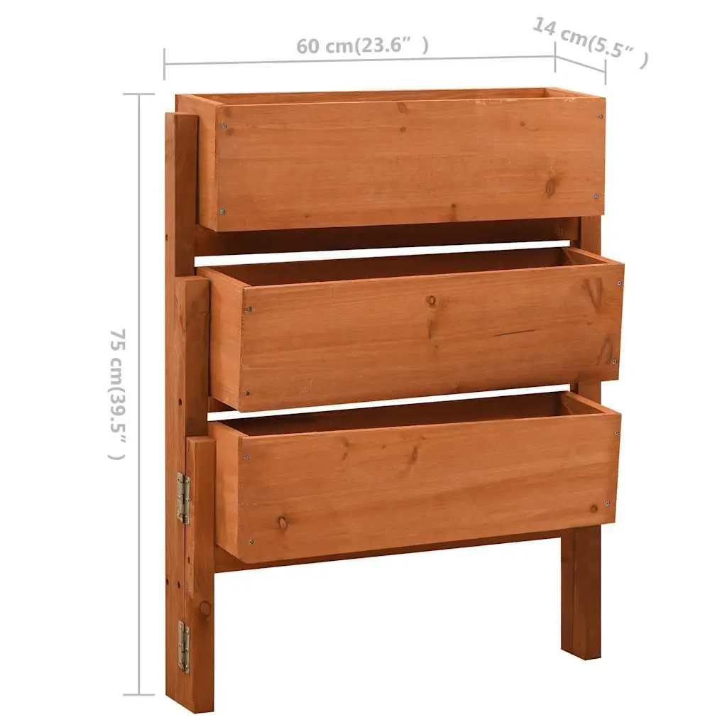 Garden Folding Planter for Outdoor Use 60x14x75cm Solid Firwood Raised Flower Bed Boxes