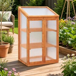 Wooden Greenhouse 60x45x100 cm Garden Plant Shelter Herbs Flowers Storage