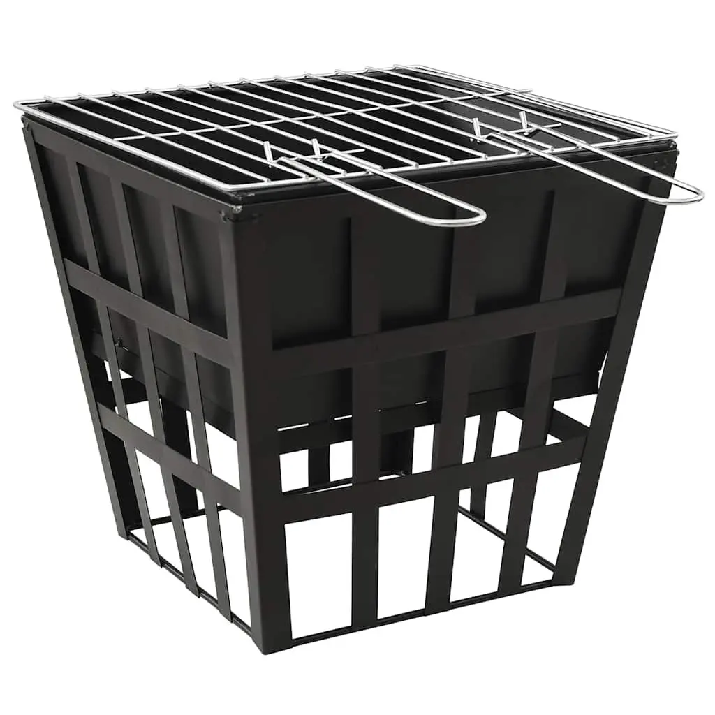 2-in-1 Fire Pit BBQ Grill Outdoor 34x34x48cm Steel Heating Cooking