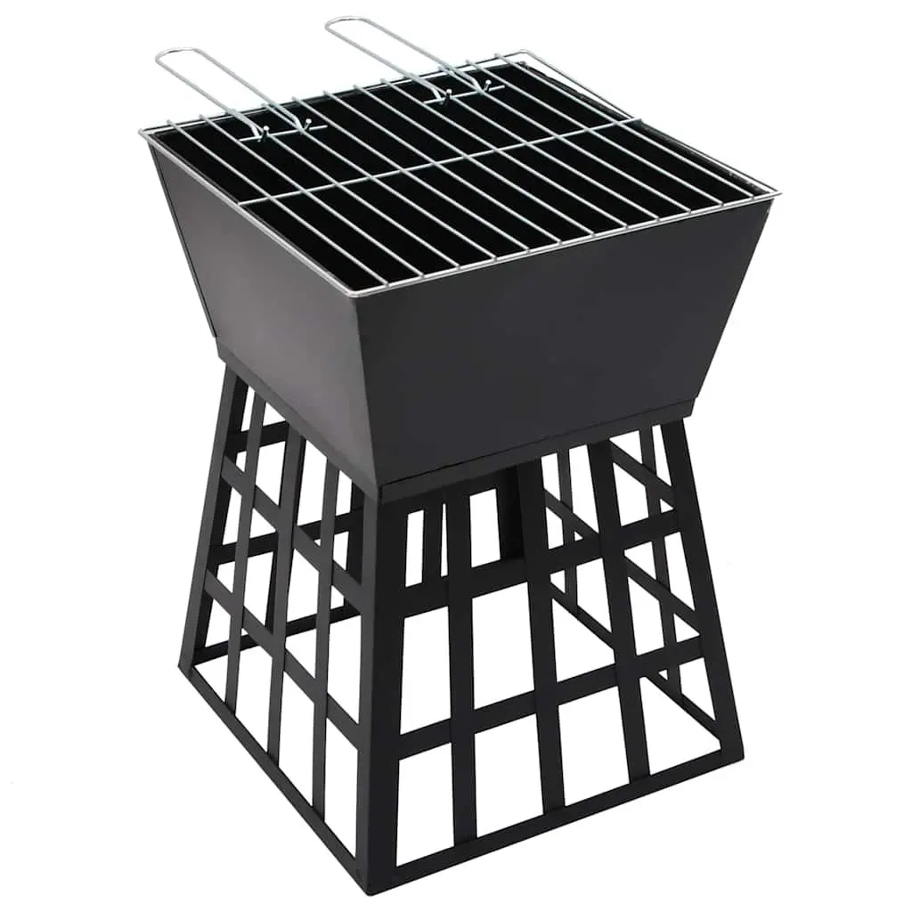 2-in-1 Fire Pit BBQ Grill Outdoor 34x34x48cm Steel Heating Cooking