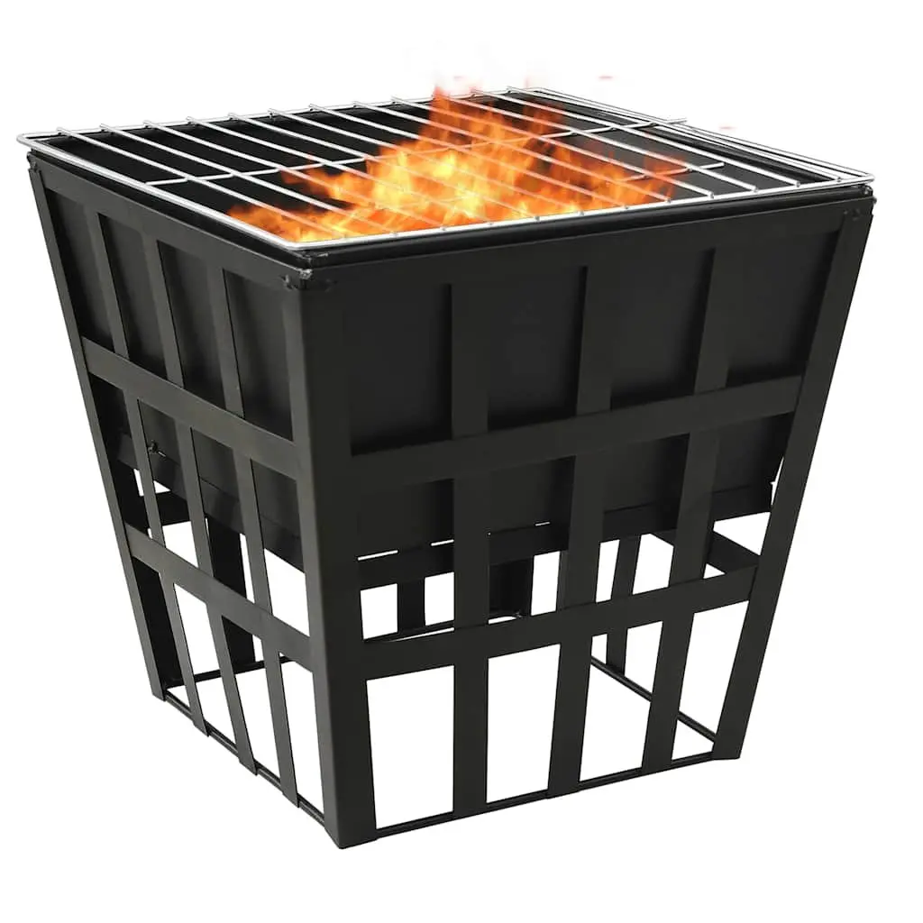2-in-1 Fire Pit BBQ Grill Outdoor 34x34x48cm Steel Heating Cooking
