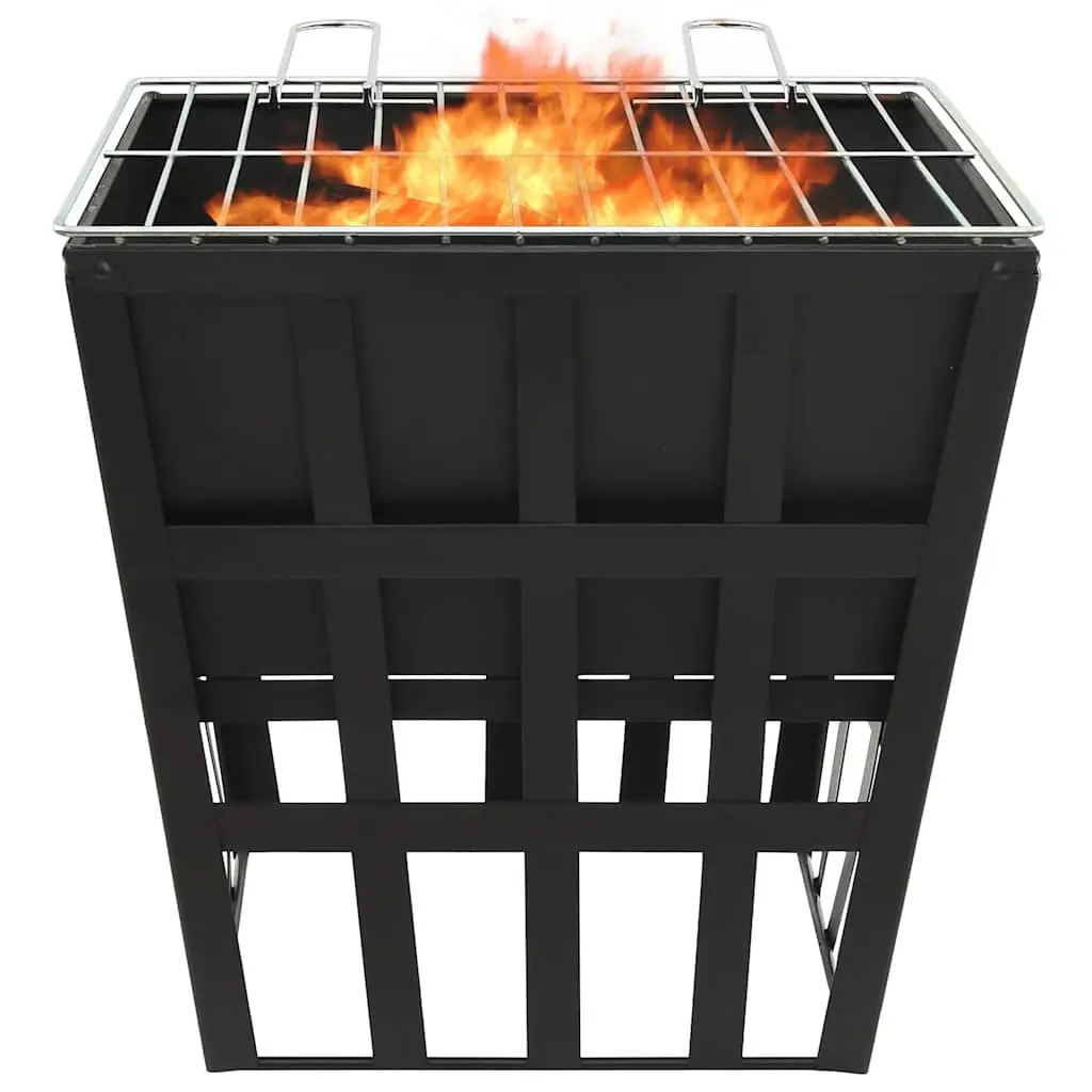 2-in-1 Fire Pit BBQ Grill Outdoor 34x34x48cm Steel Heating Cooking