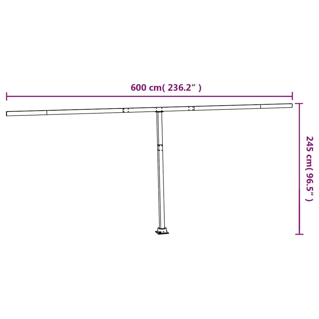 Awning Post Set Outdoor Shade Support White 600x245 cm