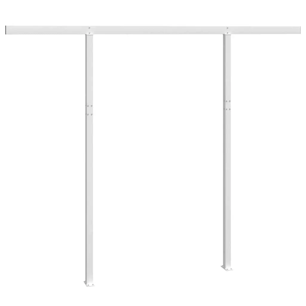 Awning Post Set White 300x245 cm Double Posts Outdoor Terrace Balcony Garden