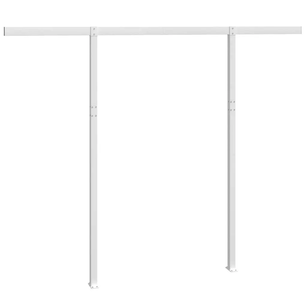 Awning Post Set White 300x245 cm Double Posts Outdoor Terrace Balcony Garden