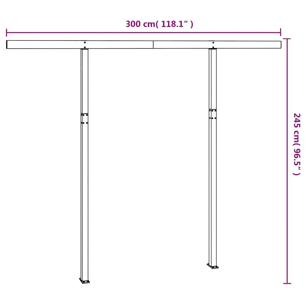 Awning Post Set White 300x245 cm Double Posts Outdoor Terrace Balcony Garden