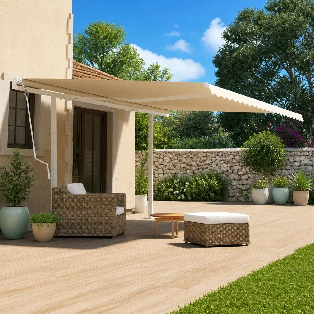 Awning Post Set Outdoor Terrace Balcony Garden 600x245 cm