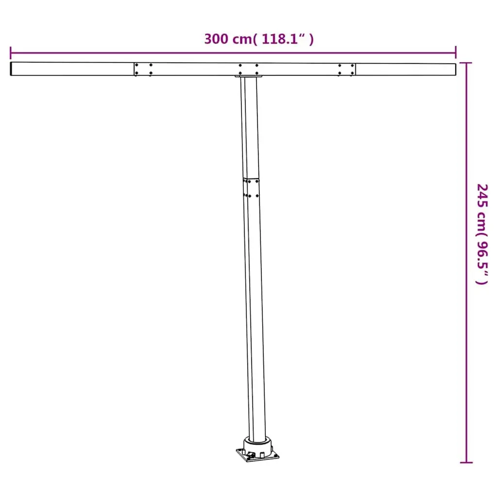 Awning Post Set Anthracite 300x245 cm Outdoor Shade Support Rotary Base