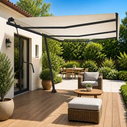 Awning Post Set: Dimensions 600x245 cm, Iron, Rotary Base