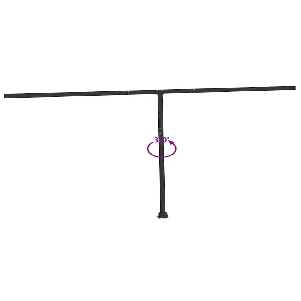 Outdoor Shade Support Post Set 600x245cm Iron Rotary Base Anthracite Garden