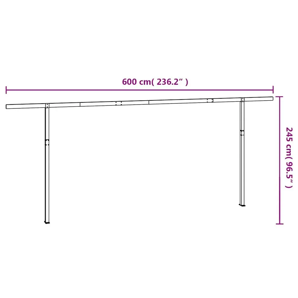 Awning Post Set Anthracite 600x245cm Double Posts Outdoor Terrace Shade Support