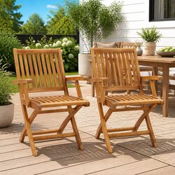 Folding Garden Chairs Set – 2 Wooden Chairs Included