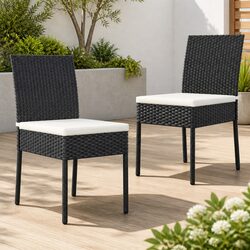 Outdoor Dining Chairs Set: 2 Pieces in Black