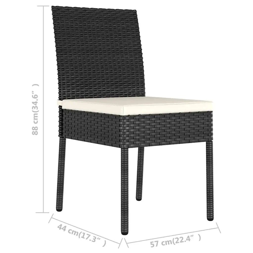 Outdoor Dining Chairs Set 2 pcs Poly Rattan Weather-Resistant Garden Seating