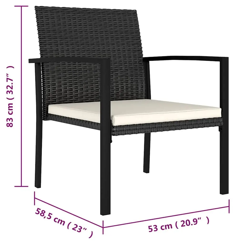 Outdoor Dining Chairs Set 4 Pcs Garden Seating with Cushions Black