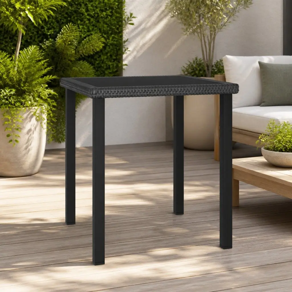 Garden Dining Table Outdoor Patio Furniture Black 70 x 70 x 73 cm