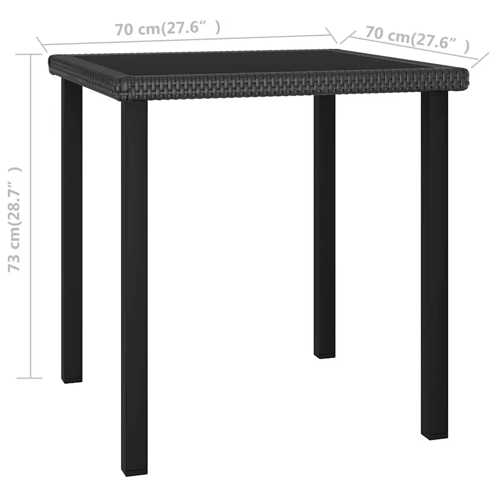 Garden Dining Table Outdoor Patio Furniture Black 70 x 70 x 73 cm