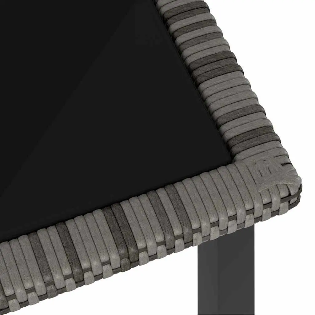 Garden Dining Table Grey Outdoor Patio Furniture Rattan Steel Tempered Glass Top