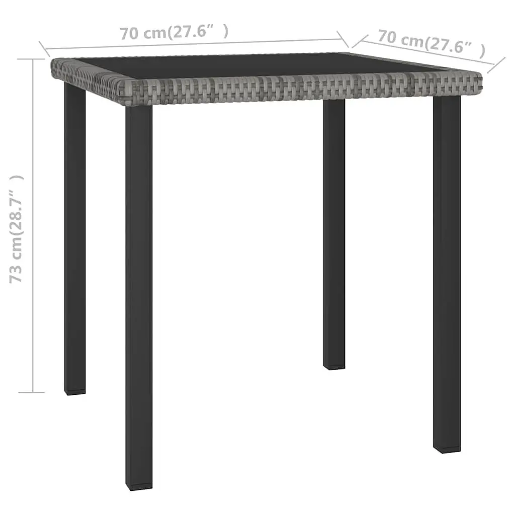 Garden Dining Table Grey Outdoor Patio Furniture Rattan Steel Tempered Glass Top