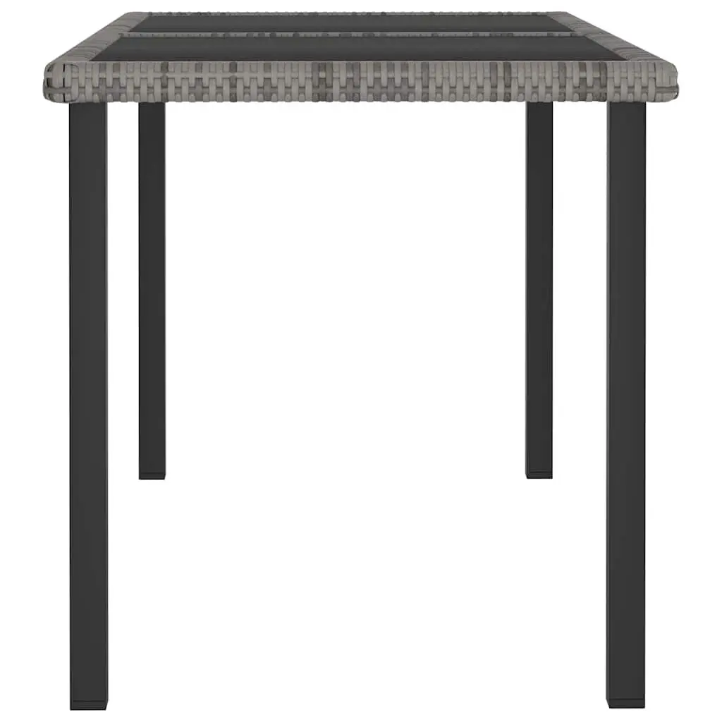 Outdoor Dining Table Grey Garden Patio Furniture Poly Rattan Tempered Glass Top