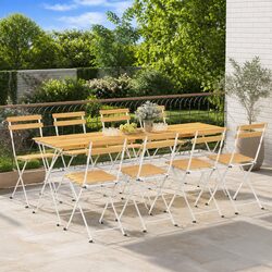 Folding Bistro Chairs Set of 8: Wood and Steel Construction