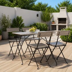 Folding Bistro Chairs Set of 4 Grey Outdoor Garden Seating Patio Furniture